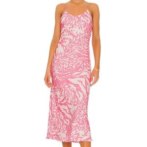 NWOT RESA Revolve Lily Pink White Animal Print Midi Dress Small